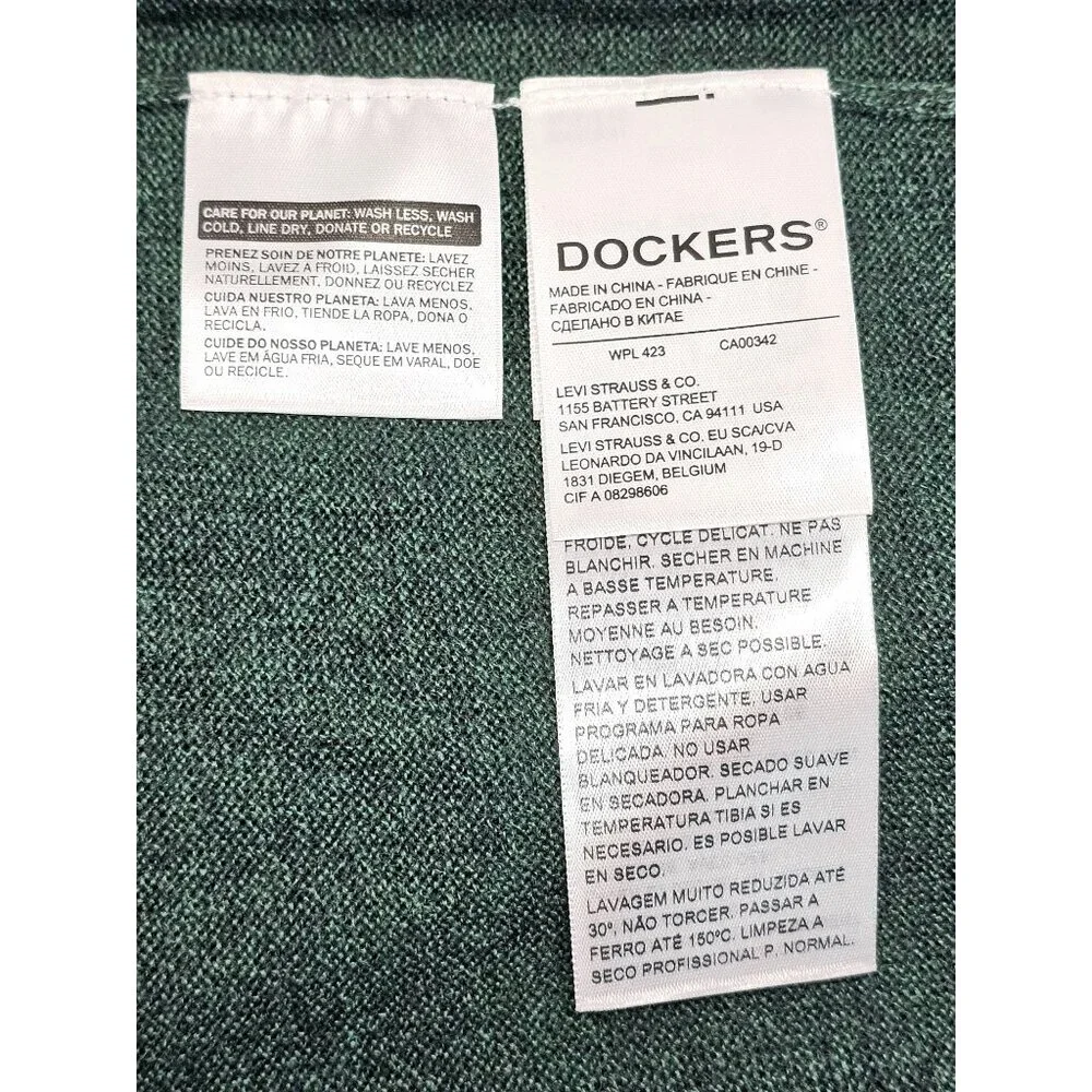 NWT Dockers Men's Argyle Green Gray White Cotton Quarter-Zip Sweater Sz L 2263 - Picture 7 of 8